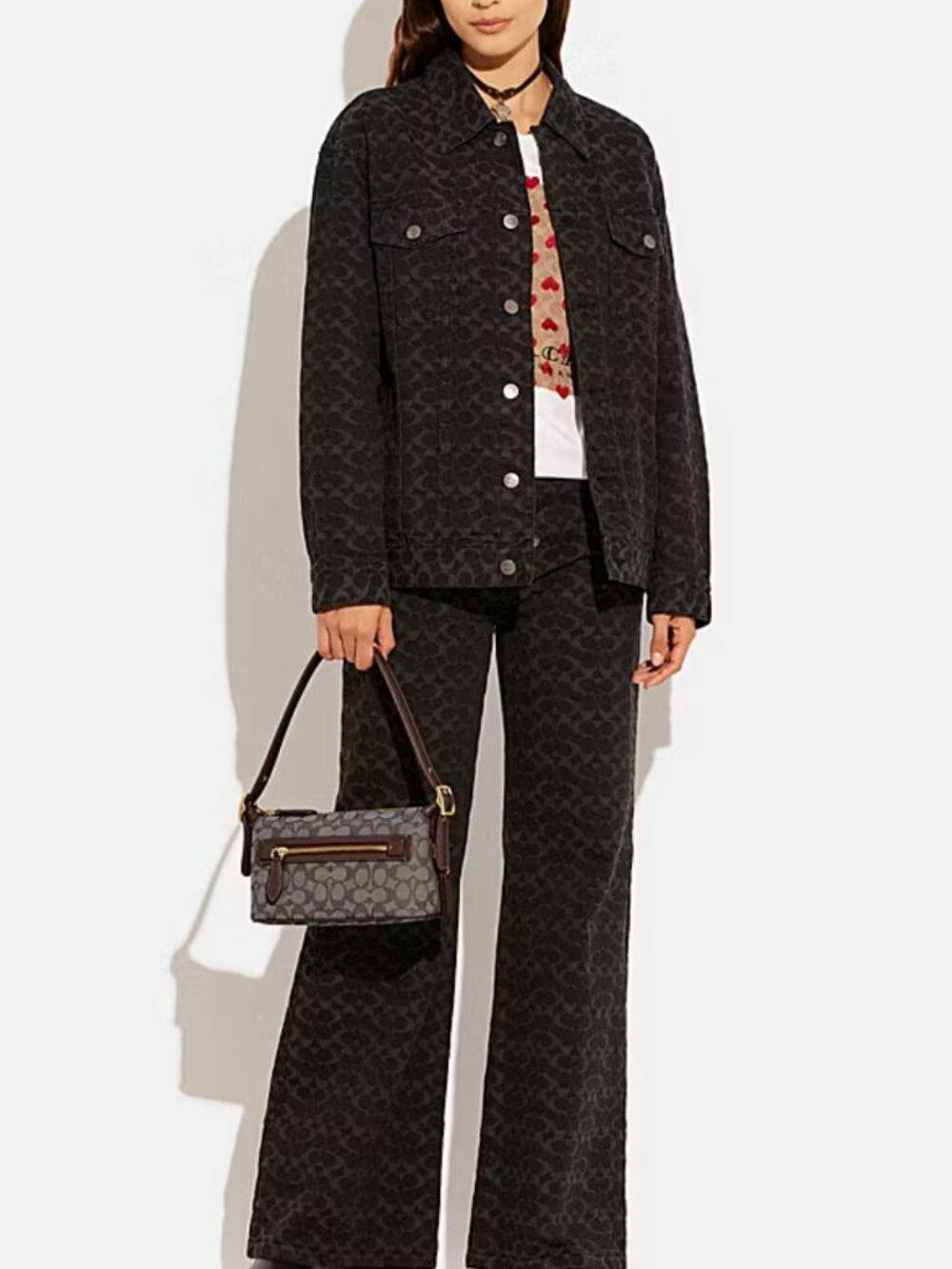 Coach Demi Signature Monogram Jacquard Shoulder Bag - Picture 3 of 16